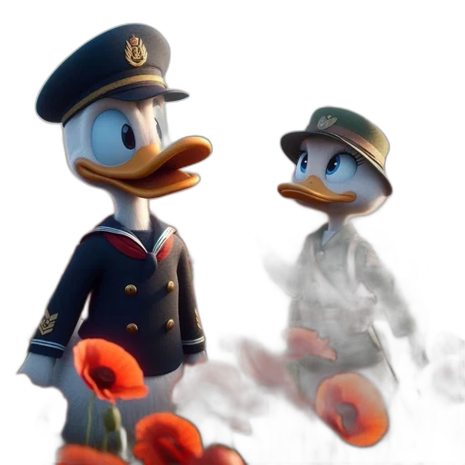 3d render, concept art, photorealistic, cartoon, underwater, two, ducks, one transparent PNG cut-out