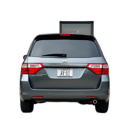 car, gray, honda, minivan, parked, front, brick, building transparent PNG cut-out