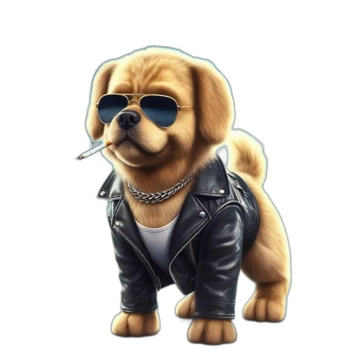 jacket, animal, staff, concept art, cartoon, 3d render, photorealistic, golden transparent PNG cut-out