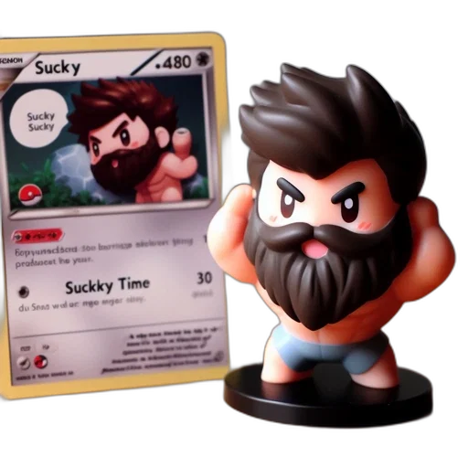 concept art, 3d render, figurine, muscular, man, stands, beside, pokémon transparent PNG cut-out