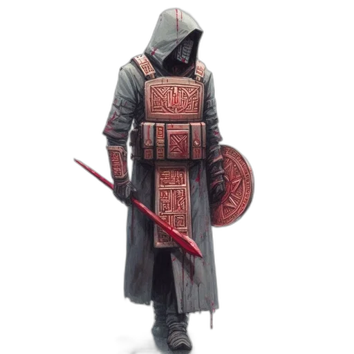 sword, jacket, staff, weapon, concept art, fantasy art, 3d render, pixel art transparent PNG cut-out