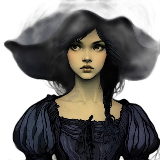 dress, hat, mask, face, fantasy art, concept art, comic book art, photorealistic transparent PNG cut-out