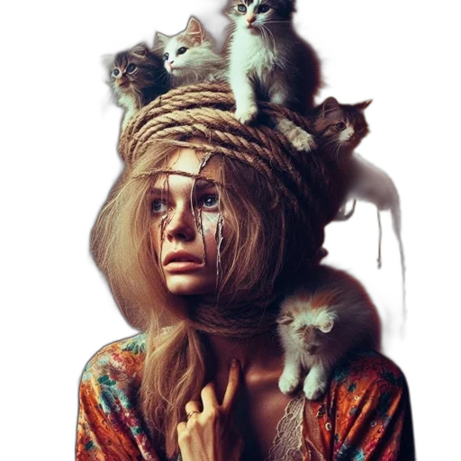 hat, hair, animal, crown, photorealistic, concept art, fantasy art, oil painting transparent PNG cut-out