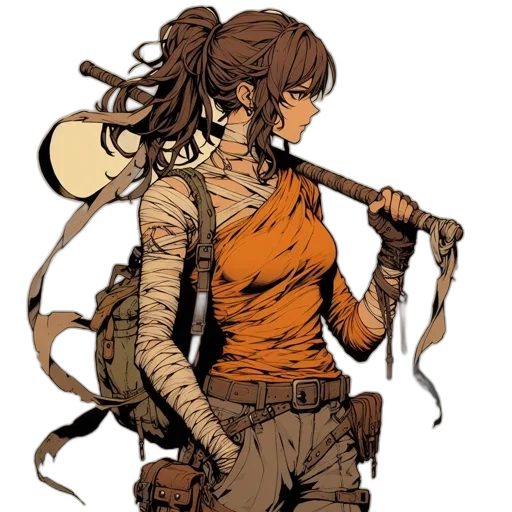 staff, weapon, comic book art, concept art, fantasy art, cartoon, fire, earth tones transparent PNG cut-out