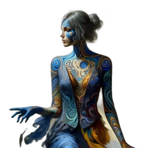 dress, jewelry, mask, creature, fantasy art, concept art, comic book art, photorealistic transparent PNG cut-out
