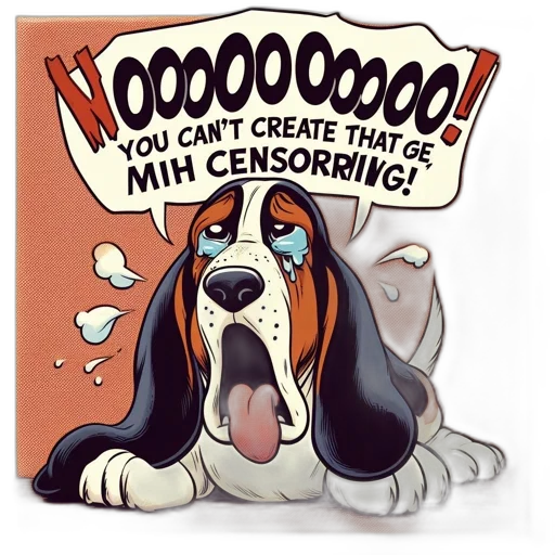 cartoon, empathetic, portrays, tearful, basset, hound, expressing, distress transparent PNG cut-out