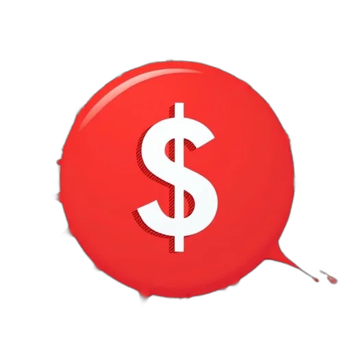 staff, 3d render, red, circle, white, outline, stylized, dollar transparent PNG cut-out