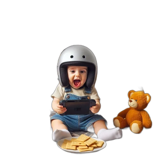 food, robot, 3d render, photorealistic, concept art, outer space, joyful, child transparent PNG cut-out