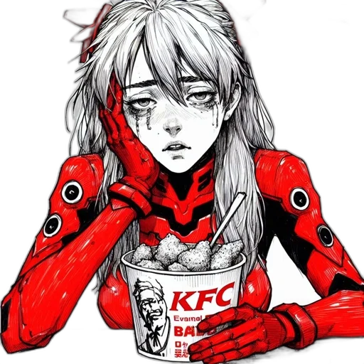 robot, face, food, cyberpunk, comic book art, anime, concept art, red transparent PNG cut-out