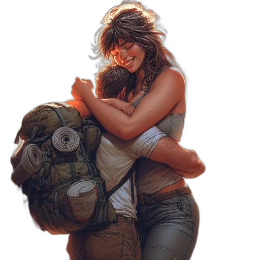 concept art, comic book art, photorealistic, fantasy art, two, individuals, likely, couple transparent PNG cut-out