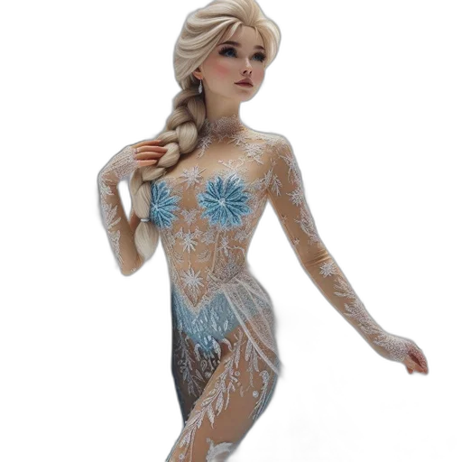dress, fantasy art, 3d render, concept art, pixel art, woman, snowflake-patterned, stands transparent PNG cut-out