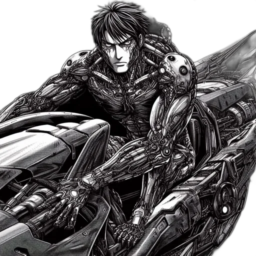 robot, weapon, sword, comic book art, concept art, cyberpunk, fantasy art, outer space transparent PNG cut-out