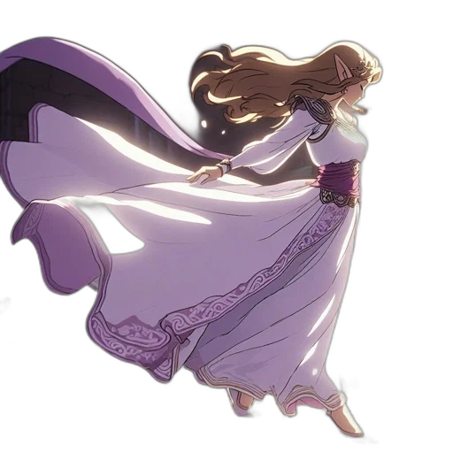 dress, crown, hair, staff, concept art, pixel art, fantasy art, watercolor transparent PNG cut-out