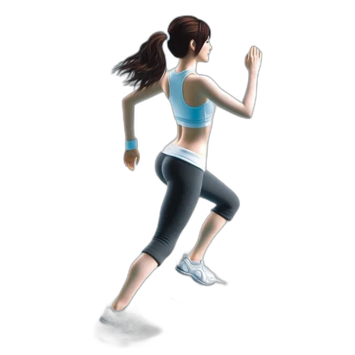 3d render, concept art, photorealistic, pixel art, female, athlete, blue, tank transparent PNG cut-out
