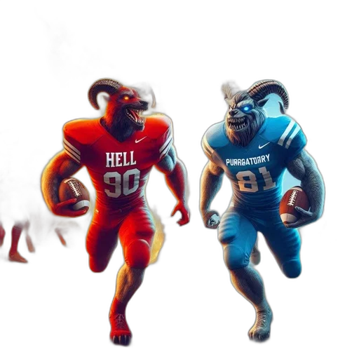 concept art, 3d render, fantasy art, intense, football, game, hell, purgatory transparent PNG cut-out