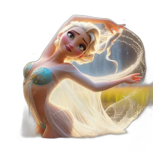 3d render, concept art, fantasy art, photorealistic, underwater, ethereal, animated, female transparent PNG cut-out