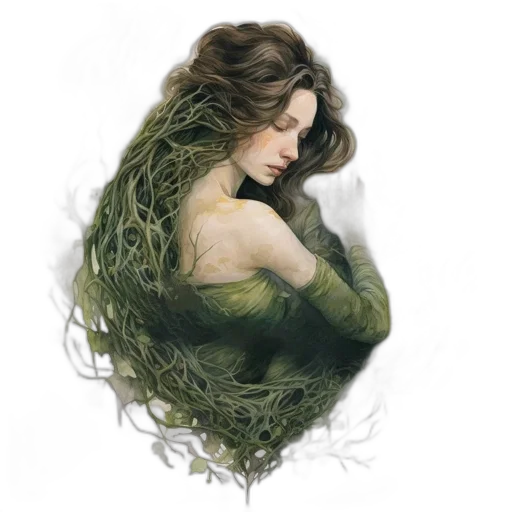 hair, creature, mask, dress, fantasy art, photorealistic, concept art, pixel art transparent PNG cut-out