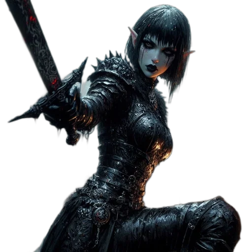 sword, weapon, staff, concept art, fantasy art, comic book art, 3d render, dark transparent PNG cut-out