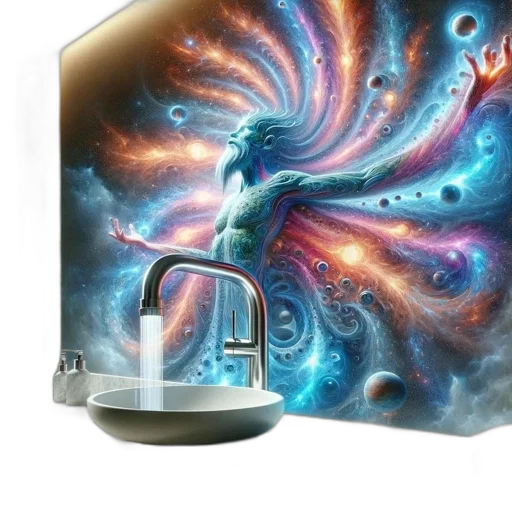 fantasy art, concept art, 3d render, vaporwave, outer space, inside, contemporary, bathroom transparent PNG cut-out