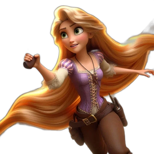 staff, hair, 3d render, fantasy art, concept art, cartoon, female, animated transparent PNG cut-out