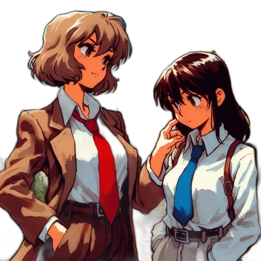 jacket, staff, dress, anime, pixel art, vaporwave, concept art, neon lights transparent PNG cut-out