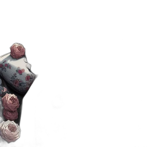 shoes, flower, umbrella, weapon, 3d render, concept art, photorealistic, watercolor transparent PNG cut-out