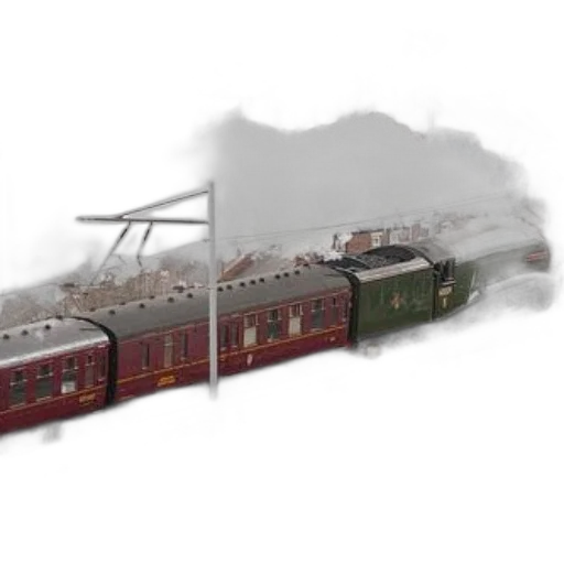 concept art, 3d render, photorealistic, fog, vintage, steam, train, crosses transparent PNG cut-out