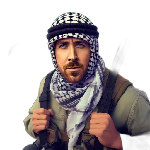 weapon, face, concept art, photorealistic, pixel art, fantasy art, man, wears transparent PNG cut-out