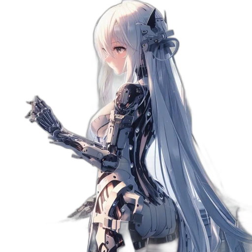 robot, weapon, sword, dress, concept art, fantasy art, anime, pixel art transparent PNG cut-out