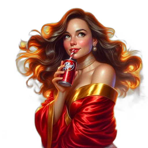 jewelry, photorealistic, fantasy art, comic book art, oil painting, red, woman, gold transparent PNG cut-out
