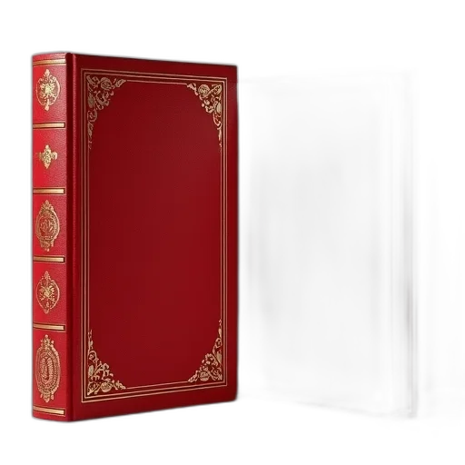 red, hardcover, book, gold, detailing, spine, cover, has transparent PNG cut-out