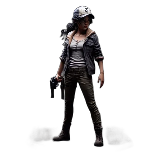 weapon, staff, hat, jacket, concept art, 3d render, pixel art, comic book art transparent PNG cut-out