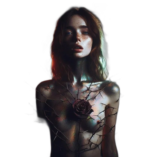 jewelry, dress, mask, face, cyberpunk, fantasy art, photorealistic, concept art transparent PNG cut-out