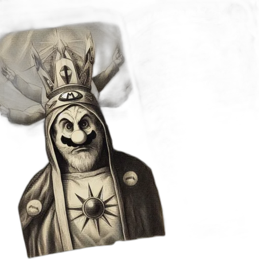 mask, crown, hat, staff, concept art, 3d render, fantasy art, intricate transparent PNG cut-out