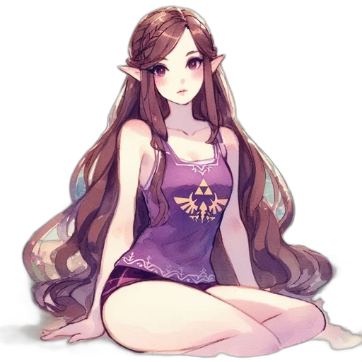 dress, staff, crown, hair, pixel art, fantasy art, anime, concept art transparent PNG cut-out