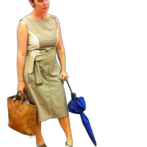 dress, staff, shoes, umbrella, 3d render, concept art, photorealistic, city street transparent PNG cut-out