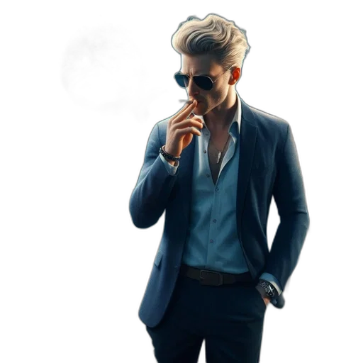 jacket, staff, concept art, photorealistic, cartoon, 3d render, blue, man transparent PNG cut-out