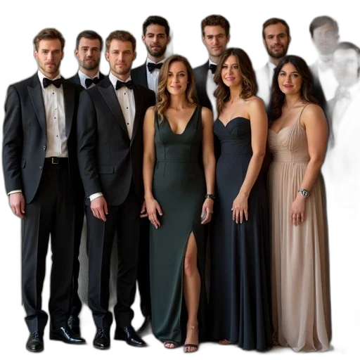 dress, staff, group, people, dressed, formal, attire, posing transparent PNG cut-out