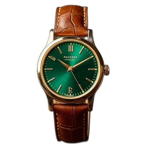 jewelry, green, fake, patek, watch, gold, dial, brown transparent PNG cut-out