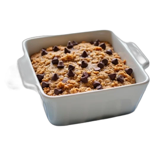 food, square-shaped, baked, oatmeal, dish, chocolate, chips, served transparent PNG cut-out