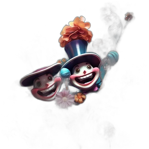 mask, hat, staff, crown, concept art, fantasy art, 3d render, pixel art transparent PNG cut-out