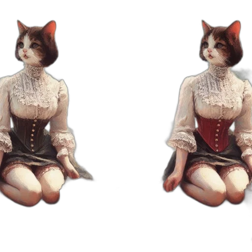 dress, concept art, 3d render, fantasy art, photorealistic, anthropomorphic, feline, figure transparent PNG cut-out