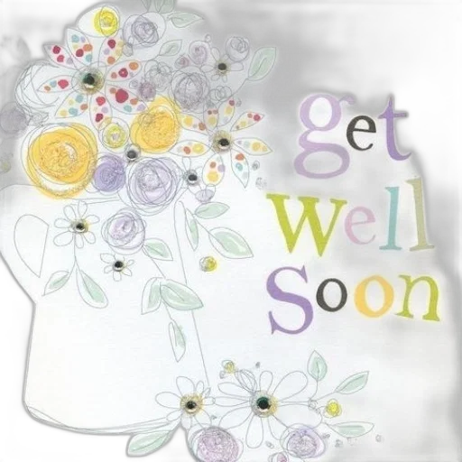 colorful, floral, card, words, get, well, soon, written transparent PNG cut-out
