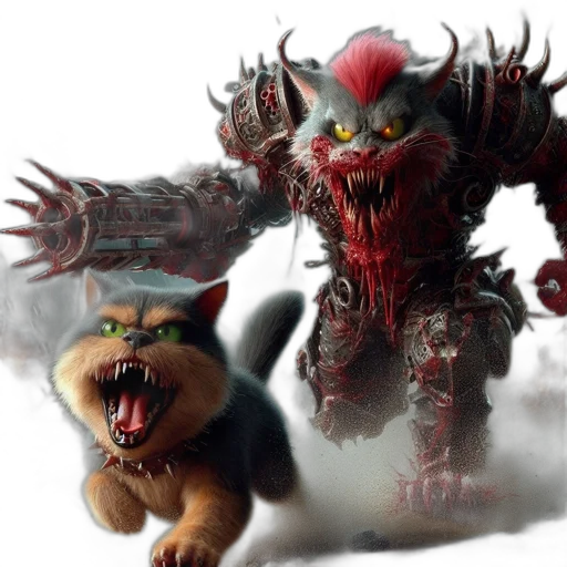 creature, concept art, 3d render, fantasy art, two, fantastical, creatures, engage transparent PNG cut-out