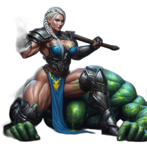 dragon, weapon, fantasy art, concept art, pixel art, comic book art, muscular, female transparent PNG cut-out