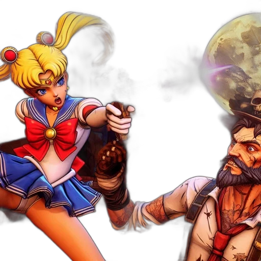 concept art, anime, comic book art, fantasy art, fire, two, animated, characters transparent PNG cut-out