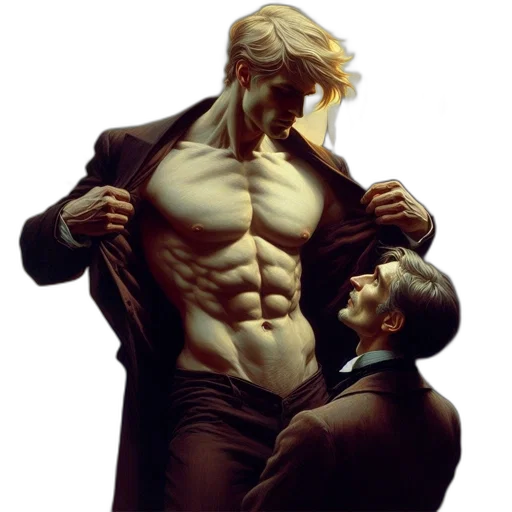 concept art, comic book art, photorealistic, fantasy art, fire, two, men, one transparent PNG cut-out