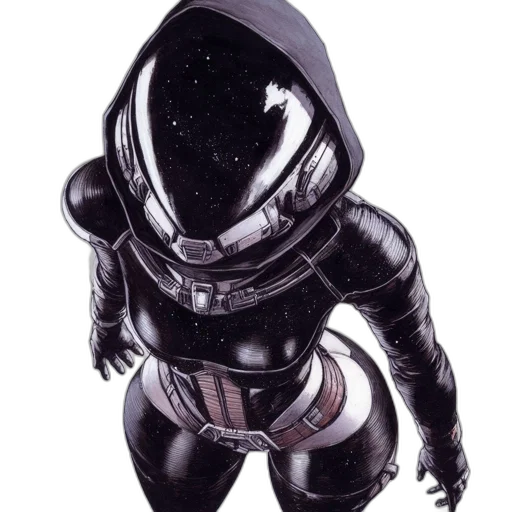 robot, jacket, mask, staff, concept art, comic book art, watercolor, fantasy art transparent PNG cut-out