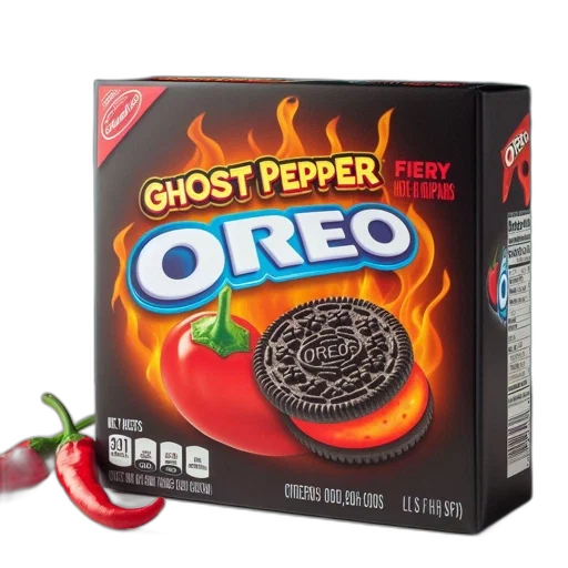 food, oreo, introduces, ghost, pepper, variant, featuring, fiery transparent PNG cut-out