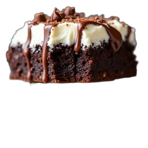 food, crown, photorealistic, 3d render, stack, chocolate, brownies, white transparent PNG cut-out